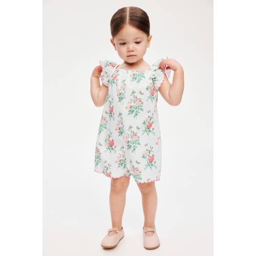 FLORAL-PRINT COTTON ROMPER SUIT
