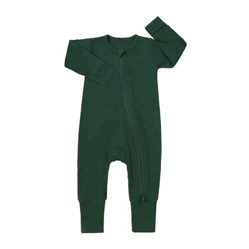 AJIWYH Bamboo Baby Pajamas Baby Ribbed Pajamas Bamboo Pajamas for Babies (Dark Green,18-24 Months)