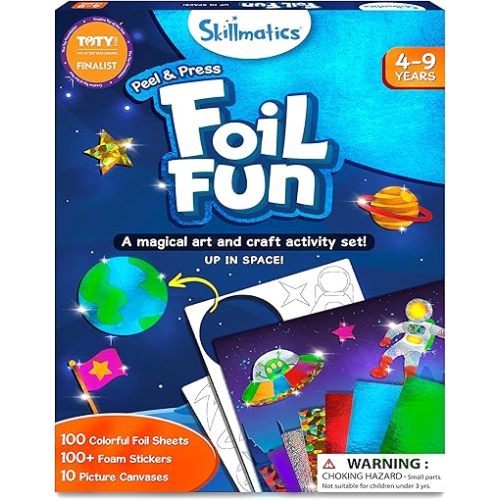 Skillmatics Foil Fun - Space, No Mess Art for Kids, Craft Kits & Supplies, DIY Creative Activity, Travel Toys, Gifts for Boys & Girls Ages 4, 5, 6, 7, 8, 9