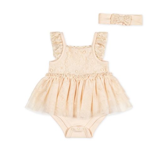 Little Lass Newborn/baby Girls Tutu Creeper, Sand Dollar, 6/9m