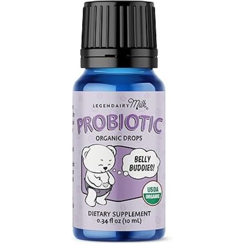 Legendairy Milk Baby Probiotic Drops Organic - Colic and Gas Drops for Newborns & Toddlers - Digestive Support, Constipation Relief - Toddler Probiotic Supports Occasional Diarrhea & Gas, 33 Servings