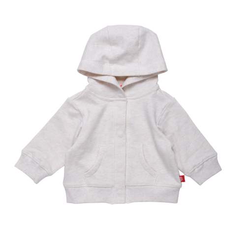 oatmeal heather organic cotton magnetic hoodie (3-6 Mo)