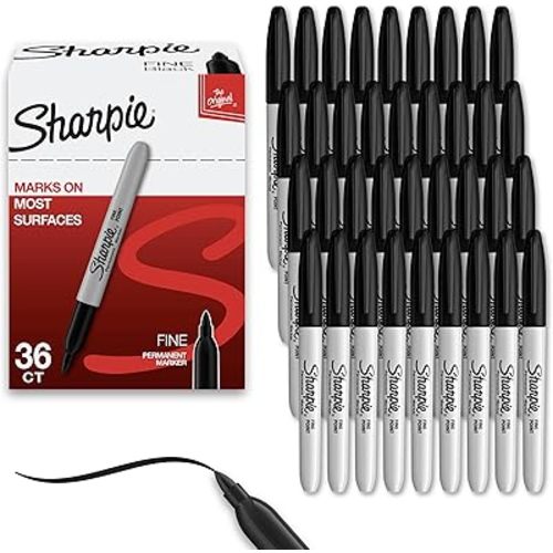 Sharpie Permanent Markers Bulk Set Fine Tip Markers Set For Plastic Metal Wood And More Black 36 Count