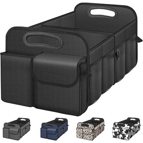Femuar Car Trunk Organizer with Large Capacity Waterproof Car Accessories for Women & Men, Collapsible Trunk Organizer for Suv/Jeep/Sedan (Black, Standard)