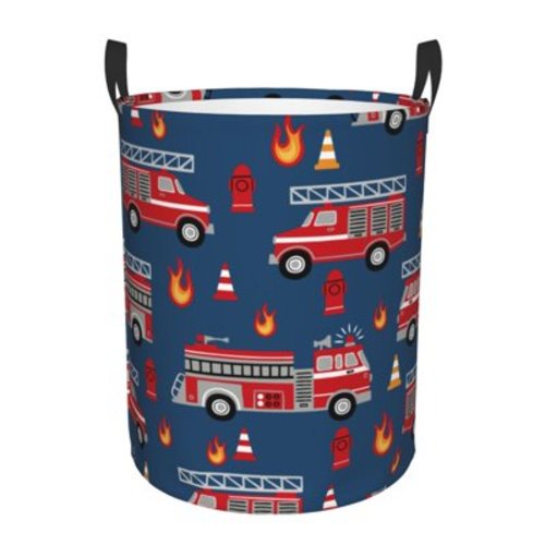 Xecao Fire Truck 1 Print Laundry Hamper Basket,designed for Blanket Storage and Nursery Clothes in the Bedroom