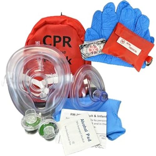 MCR Medical Adult/Child & Infant CPR Mask with 2 Valves & CPR Barrier Mask Key Chain