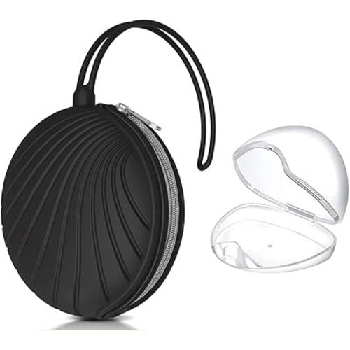 Smlpuame Pacifier Holder Case,BPA Free Portable Pacifier Storage Container,Silicone Baby Pacifier Cover Pouch for Diaper Bag Stroller,Travel Outdoor Activities,Easy to Clean(Shell & Black)