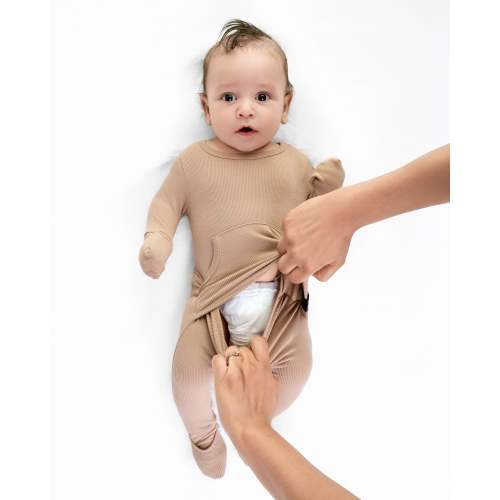 Front Opening Ready Set Romper® in Ribbed Sandstone