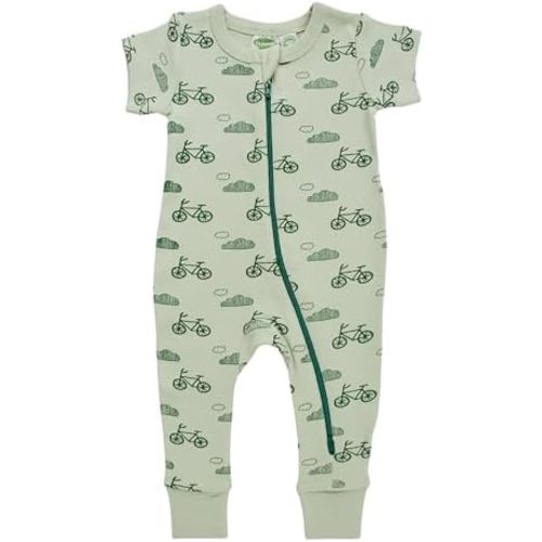 PARADE Organic Signature Print '2-Way' Zip Romper Short Sleeve