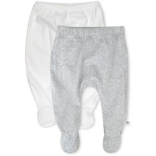 2-Pack Footed Pants Roomy Fit Pull on Bottoms 100% Organic Cotton for Infant Baby Boys, Girls, Unisex