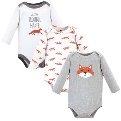 Hudson Baby Infant Boy Cotton Long-Sleeve Bodysuits, Little Fox, 3-6 Months