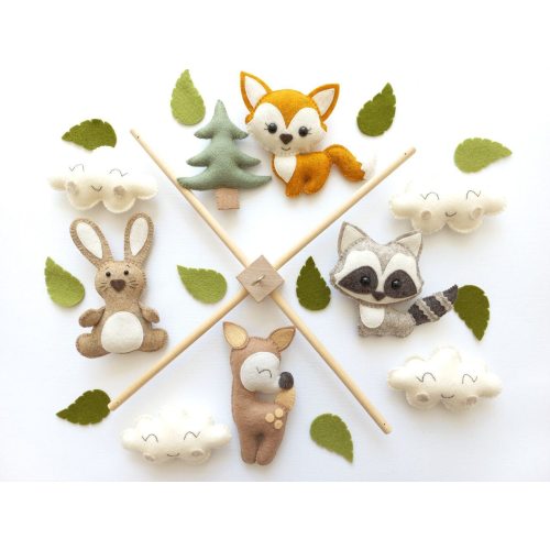 Baby Mobile "Forest Animals". Baby mobile, Baby shower gift, New baby gift, Felt animals toy, baby mobile woodland, forest mobile