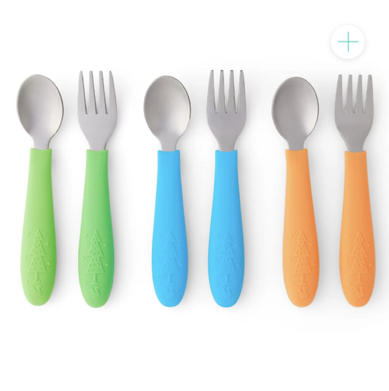 Babies/Toddler Stainless Steel Spoons + Forks with Silicone Handle