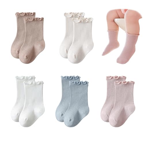 VIAOKUTH Gzeibmoo Baby Girls Socks Newborn Cotton Infant Toddler Frilly Ruffle