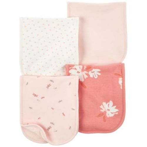 Baby Girls Burp Cloths, Pack of 4