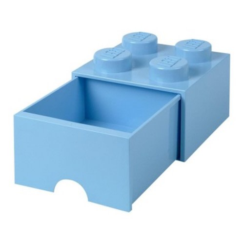 Room Copenhagen LEGO Brick Drawer, 4 Knobs, 1 Drawer, Stackable Storage Box, Light Blue