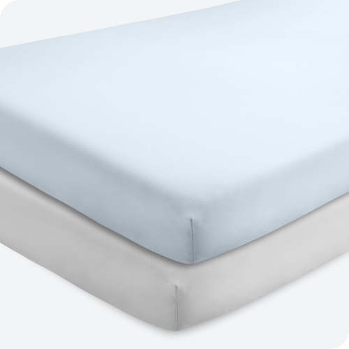 Bare Home 2 Pack Fitted Sheets - Premium 1800 Collection - Ultra Soft - Crib, Sky Blue/Cloud Gray