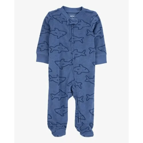 Baby Shark Print 2-Way Zip Terry Sleep & Play Pajamas - Carter's | Carter's