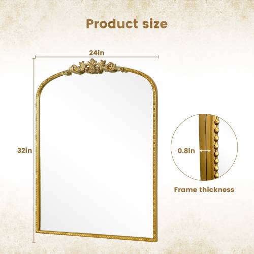 WallBeyond Crown Arch Mirror with Sturdy Iron Frame Elegant Decorative Wall Mirror