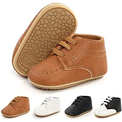 Meckior Infant Baby Boys Girls Classic PU Leather Wedding Loafers Brogue Toddler Oxford Dress Shoes First Steps Walking Flat Lazy Crib Shoe