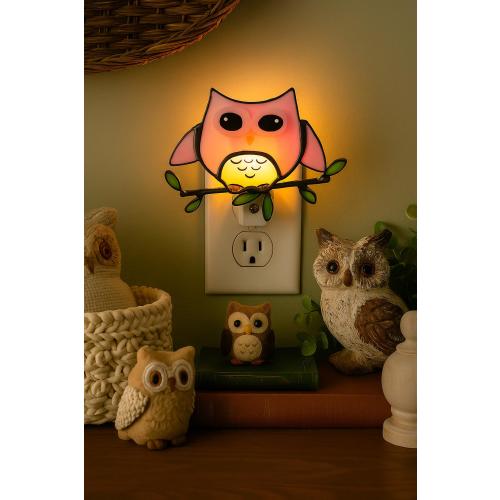 Stained Glass Owl Night Light: Custom Handmade Bedroom Decor