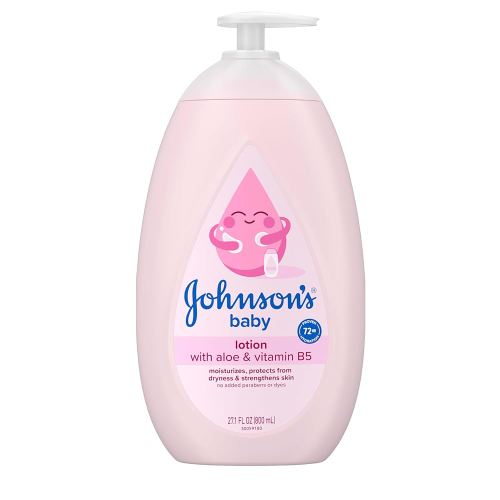 Johnson's Moisturizing Mild Pink Baby Lotion with Coconut Oil for Delicate Baby Skin, Paraben-, Phthalate- & Dye-Free, Hypoallergenic & Dermatologist-Tested, Baby Skin Care, 27.1 Fl. Oz