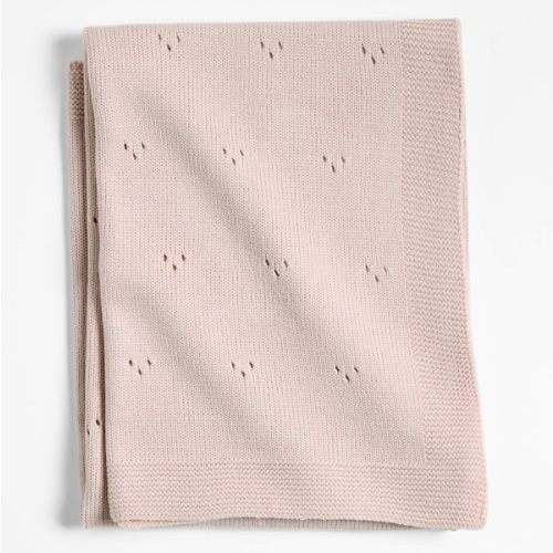 Pointelle Knit Mauve Rose Baby Stroller Blanket