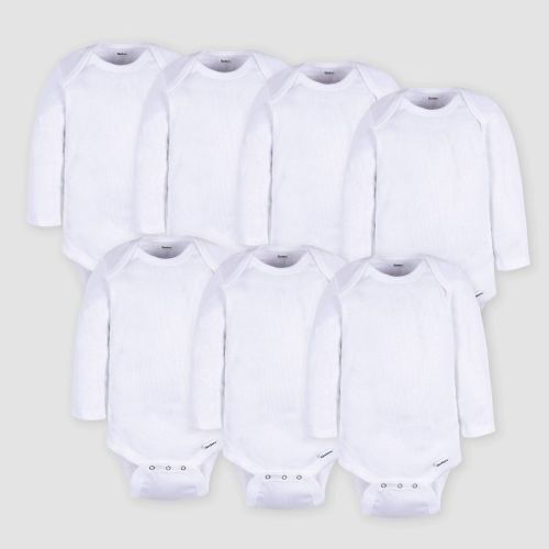 Gerber Baby 7pk Long Sleeve Onesie - White 3-6m