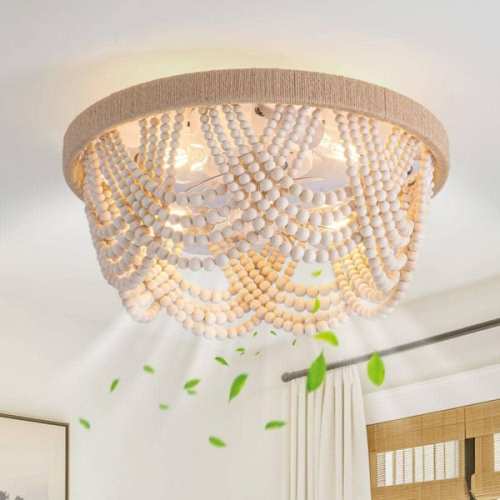 20 in. Indoor White Farmhouse Boho Caged Ceiling Fan with Light Kit and Remote Control