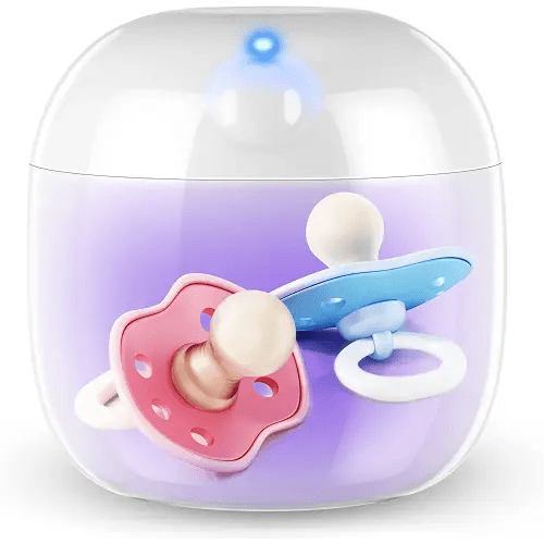 Qualirey Portable Pacifier Disinfection, Mini UV Light Disinfection, 99.99% Disinfection in 3 Mins, USB Rechargeable, Mini UV-C Disinfection Box for Baby Pacifier, Bottle Nipples, Teethers (White)
