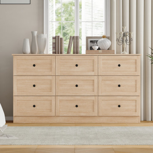 Latitude Run® 9 Drawer Dresser, 59" Wide Dresser For Bedroom, Modern Large Chest Of Drawers, Tv Stand For 65 Inch, Storage Organizer With Metal Handles For Bedroom, Living Room, Hallway | Wayfair
