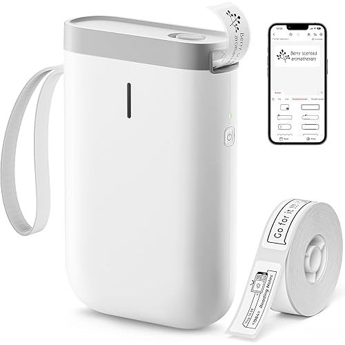 NIIMBOT Label Maker Machine D11 Label Printer Tape Included Portable Wireless Connection Multiple Templates Available for Phone Easy to Use Office Home Organization USB Rechargeable