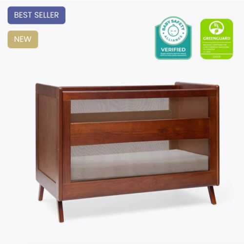 HALO 3-in-1 Convertible Wood Baby Cribs with Mesh Walls