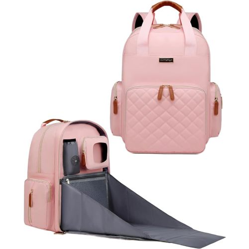 WITSTEP Diaper Bag Backpack with Changing Station, Baby Diaper Bag Organizer for Moms Dads Large Baby Changing Bags - Pink
