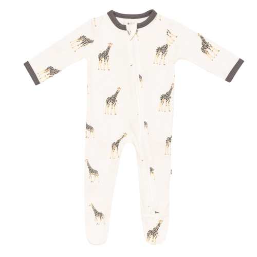 Printed Zippered Footie in Giraffe