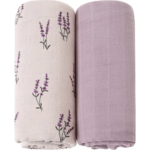 LifeTree Baby Swaddle Blankets Girls, Organic Muslin Swaddle Blankets Unisex Swaddling Wrap Receiving Blanket for Newborn, Organic Cotton, Large 47 x 47 inches, Lavender & Mauve