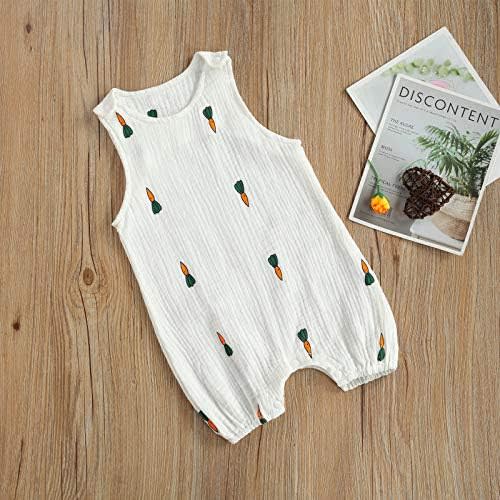 MoZiKQin Infant Baby Girl Boy Cotton Linen Romper Sleeveless Cute Print Bodysuit Jumpsuit Playsuit Summer Outfit Clothes