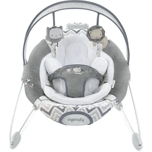 Ingenuity SmartBounce Automatic Baby Bouncer Seat with White Noise, Music, -Toy Bar & 2 Plush Infant Toys, 0-6 Months Up to 20 lbs (Braden)