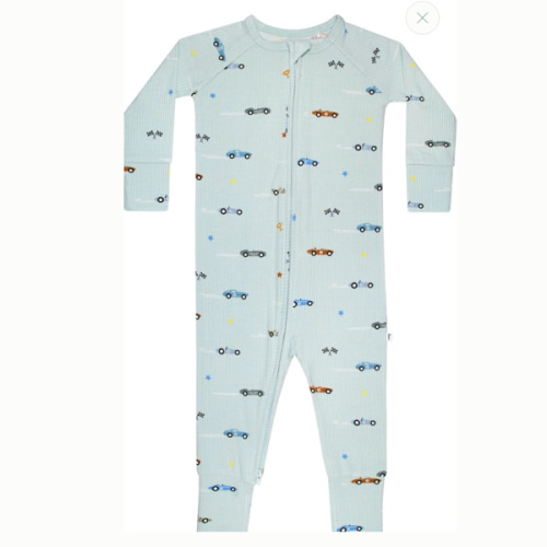 Race Cars Small Ribbed Zip Romper