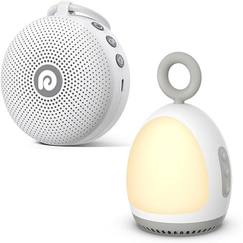 Dreamegg D11 Max White Bundle with XT-6 Grey Portable Sound Machine for Baby, Soothing Sound, Noise Canceling for Office&Sleeping, Sound Therapy for Home, Travel, Registry Gift