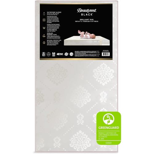 Beautyrest Beginnings Black Brilliant Sun 2-Stage Premium Crib and Toddler Mattress with Plant-Based Soy Foam and Gel Memory Foam