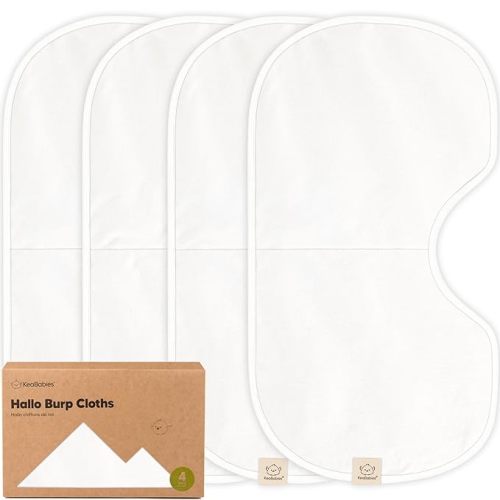 KeaBabies 4-Pack Baby Burp Cloths Baby Girl, Boy - Organic Cotton Burp Cloth, Extra Large, Absorbent, Soft Burping Cloths & Bibs Set for Babies, Newborn Burp Clothes, Thick Burp Rags (Soft White)
