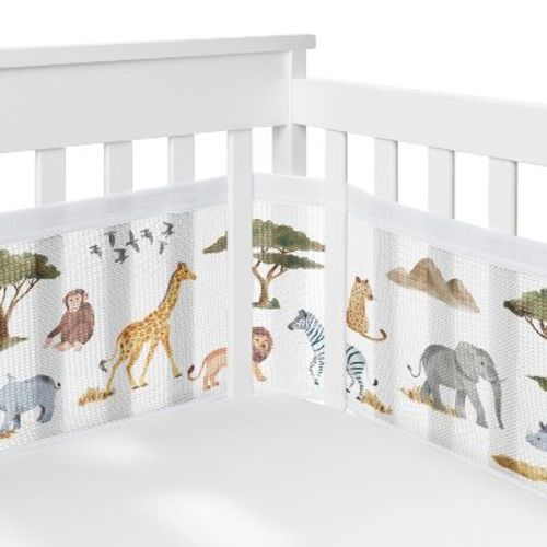 Sweet Jojo Designs Gender Neutral Unisex BreathableBaby Breathable Mesh Crib Liner Jungle Green Yellow White