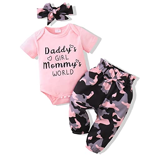 Renotemy Newborn Infant Baby Girl Clothes Summer Outfits Infant Romper Pants Cute Toddler Girl Clothes Gift Set