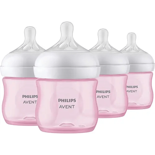  Philips AVENT Natural Baby Bottle with Natural Response  Nipple, Pink, 4oz, 4pk, SCY900/14 : Baby
