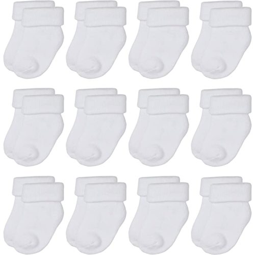 RATIVE Newborn 0-3 Months and Infant 3-12 Months Thick Terry Turn Cuff Socks for Baby Boys Girls
