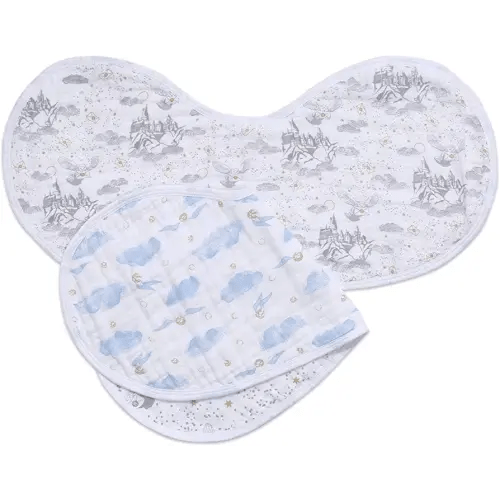 aden + anais 100% Cotton Muslin Burpy Bib – Multi-Use, Absorbent 4-Layer Burp Cloth and Full-Coverage Snap-Closure Baby Bib in One, Lap-Shoulder Drool Cloth, 22.5” X 11”, 2-Pack, Harry Potter