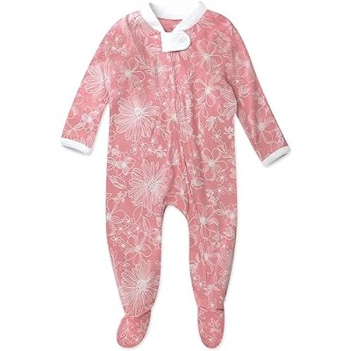HonestBaby Sleep and Play Footed Pajamas One-Piece Sleeper Jumpsuit Zip-Front Pjs 100% Organic Cotton for Baby Girls