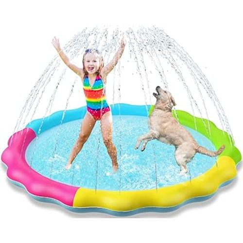 Jasonwell Splash Pad Sprinkler for Kids Splash Play Mat Outdoor Water Toys Inflatable Splash Pad Baby Toddler Pool Boys Girls Children Outside Backyard Dog Sprinkler Pool Age 1 2 3 4 5 6 7 8 9 M