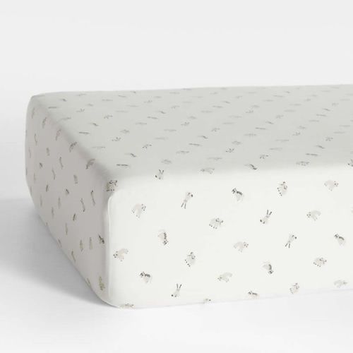 Baby's First Natural Animal Organic Cotton Heathered Jersey Baby Crib Fitted Sheet